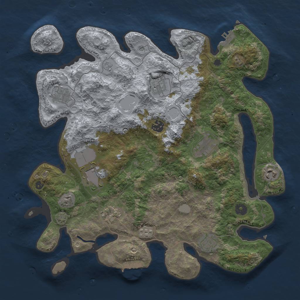 Rust Map: Procedural Map, Size: 3750, Seed: 74512952, 17 Monuments