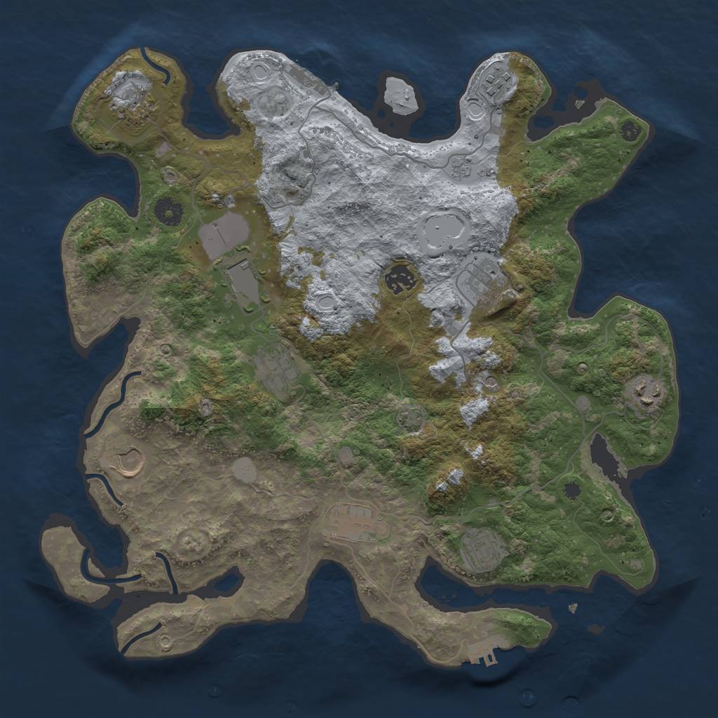 Rust Map: Procedural Map, Size: 3750, Seed: 39278323, 18 Monuments