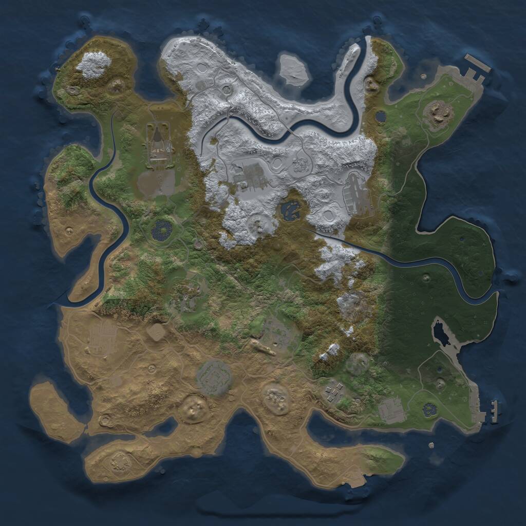 Rust Map: Procedural Map, Size: 3750, Seed: 39278323, 18 Monuments