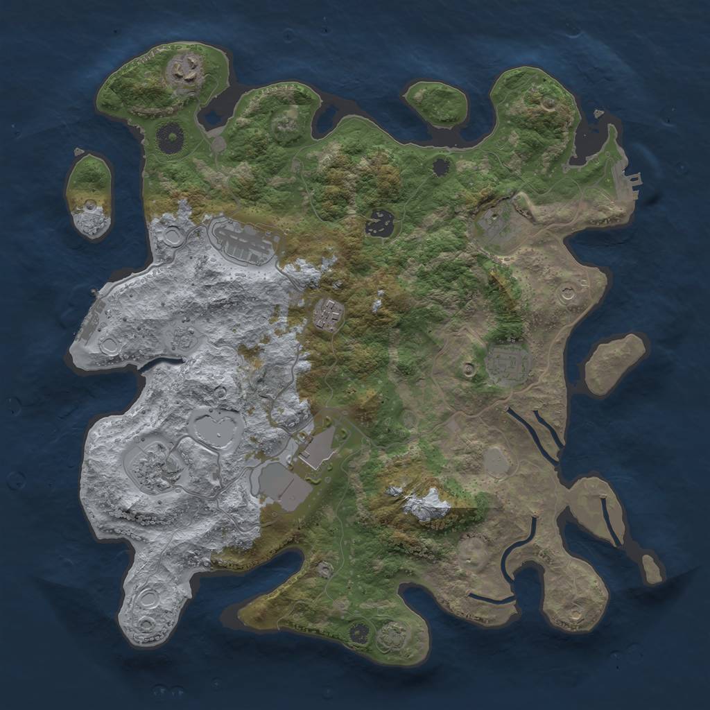 Rust Map: Procedural Map, Size: 3650, Seed: 98384776, 16 Monuments