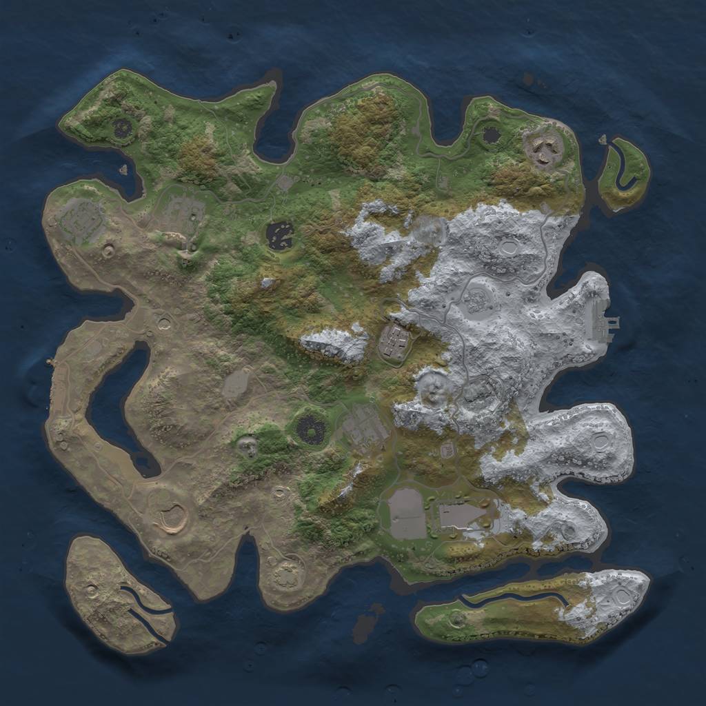 Rust Map: Procedural Map, Size: 3600, Seed: 68808287, 16 Monuments