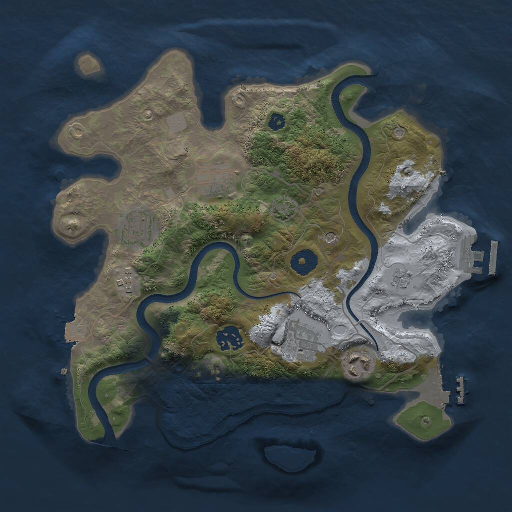 Rust Map: Procedural Map, Size: 3000, Seed: 751373090, 12 Monuments