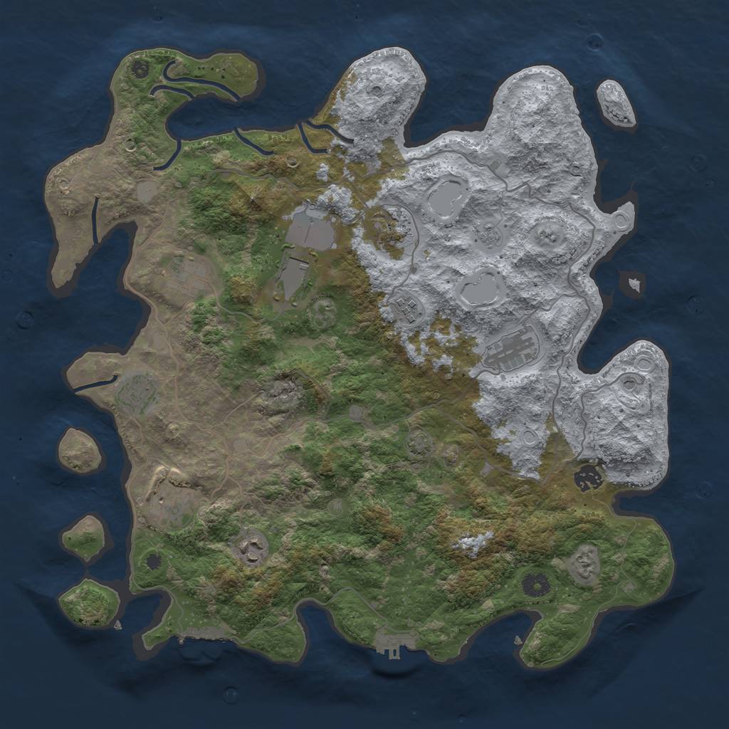 Rust Map: Procedural Map, Size: 4100, Seed: 123, 17 Monuments