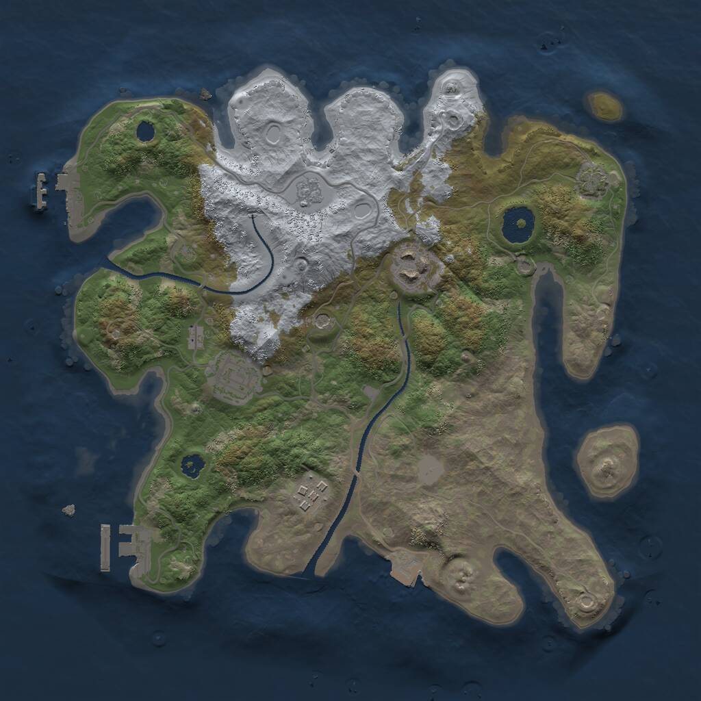 Rust Map: Procedural Map, Size: 3000, Seed: 902249632, 9 Monuments