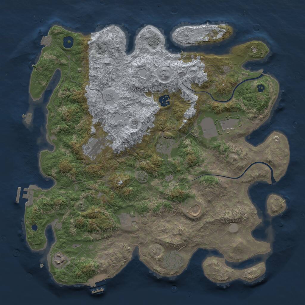 Rust Map: Procedural Map, Size: 3950, Seed: 63258213, 15 Monuments