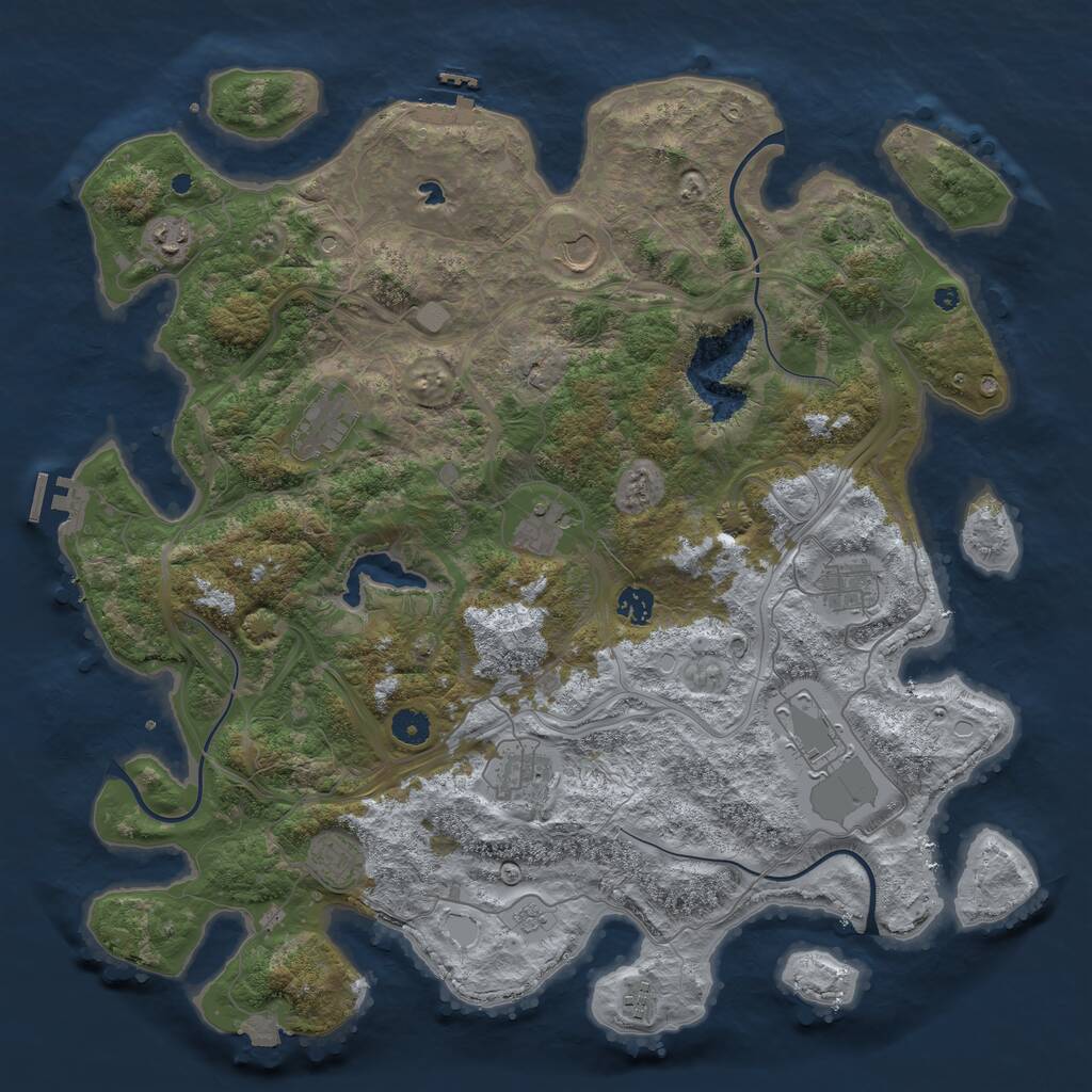 Rust Map: Procedural Map, Size: 4400, Seed: 89785894, 16 Monuments