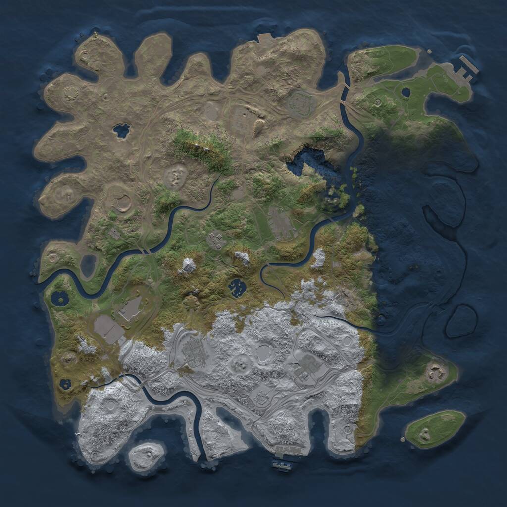 Rust Map: Procedural Map, Size: 4400, Seed: 11991965, 16 Monuments
