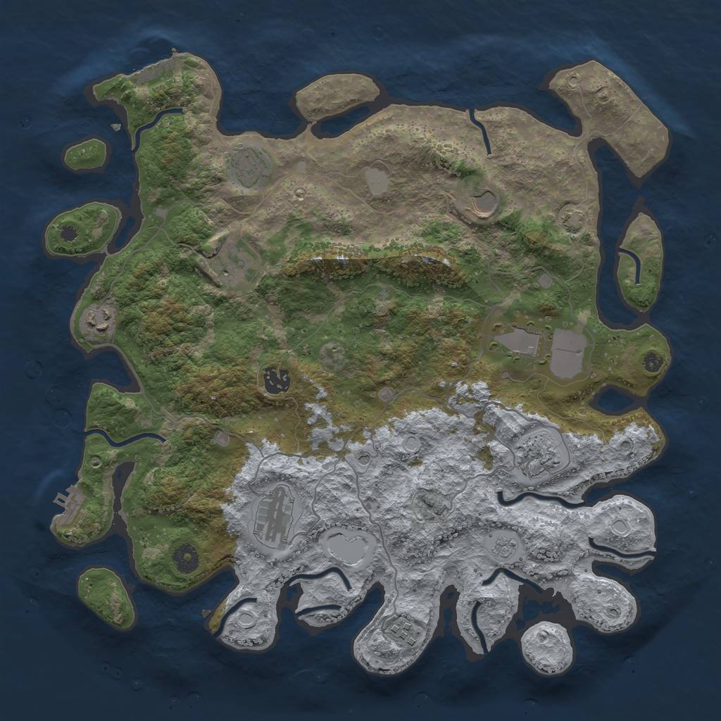 Rust Map: Procedural Map, Size: 3900, Seed: 45771767, 17 Monuments