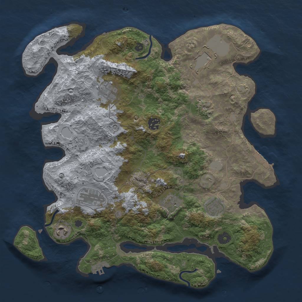 Rust Map: Procedural Map, Size: 3600, Seed: 33404955, 16 Monuments