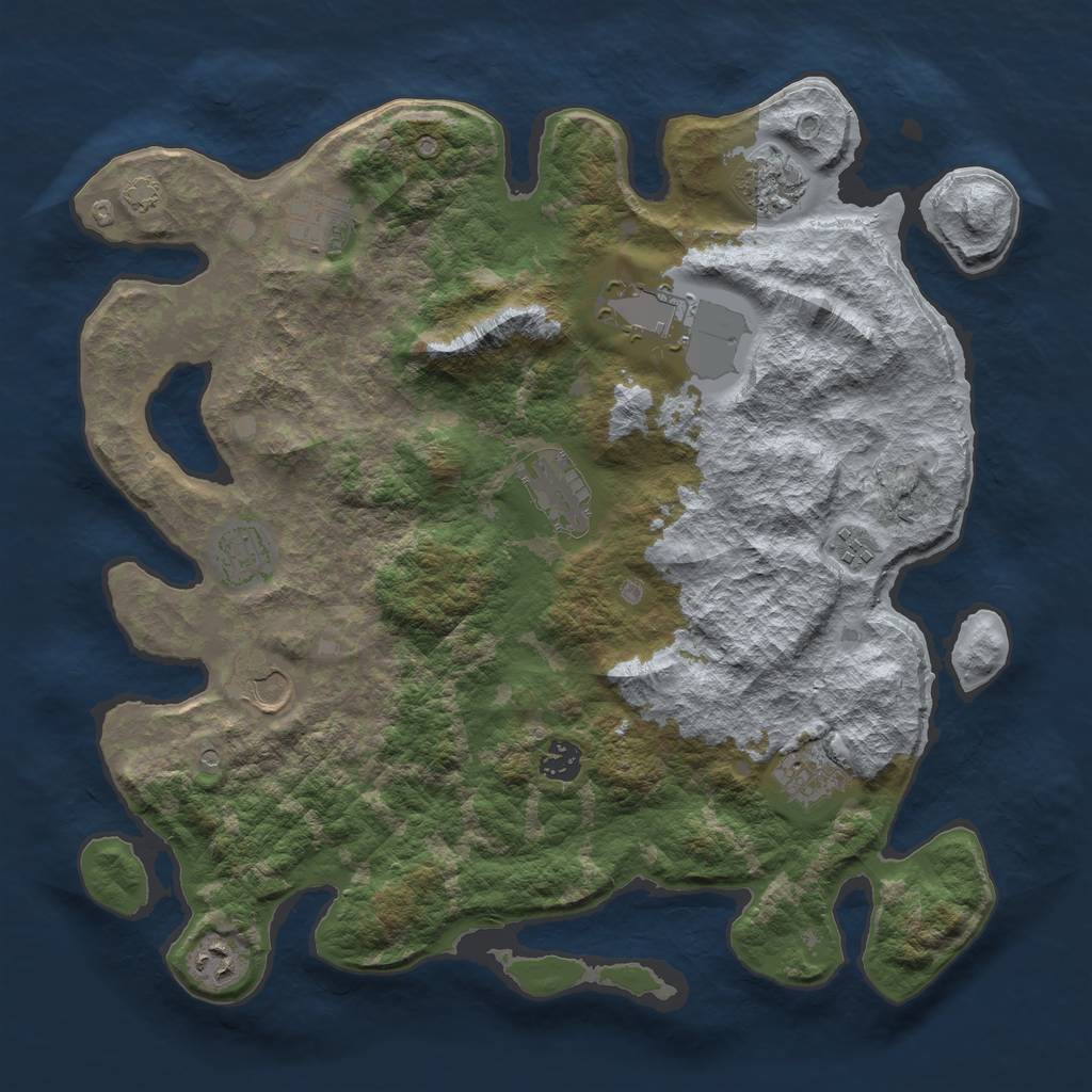Rust Map: Barren, Size: 3900, Seed: 78556321, 14 Monuments