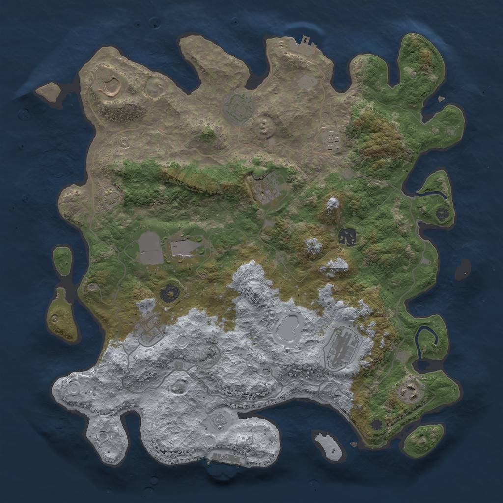 Rust Map: Procedural Map, Size: 4000, Seed: 82820010, 17 Monuments