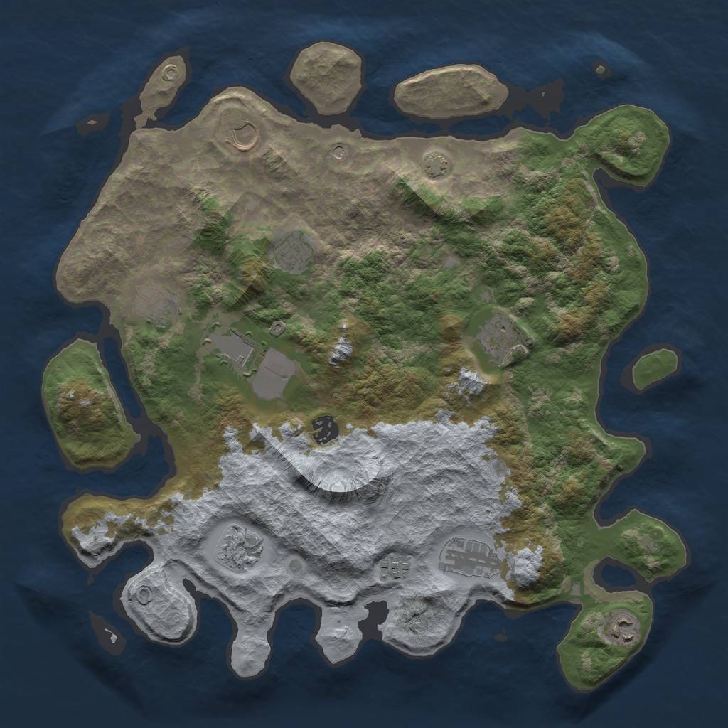 Rust Map: Barren, Size: 3950, Seed: 22566776, 14 Monuments