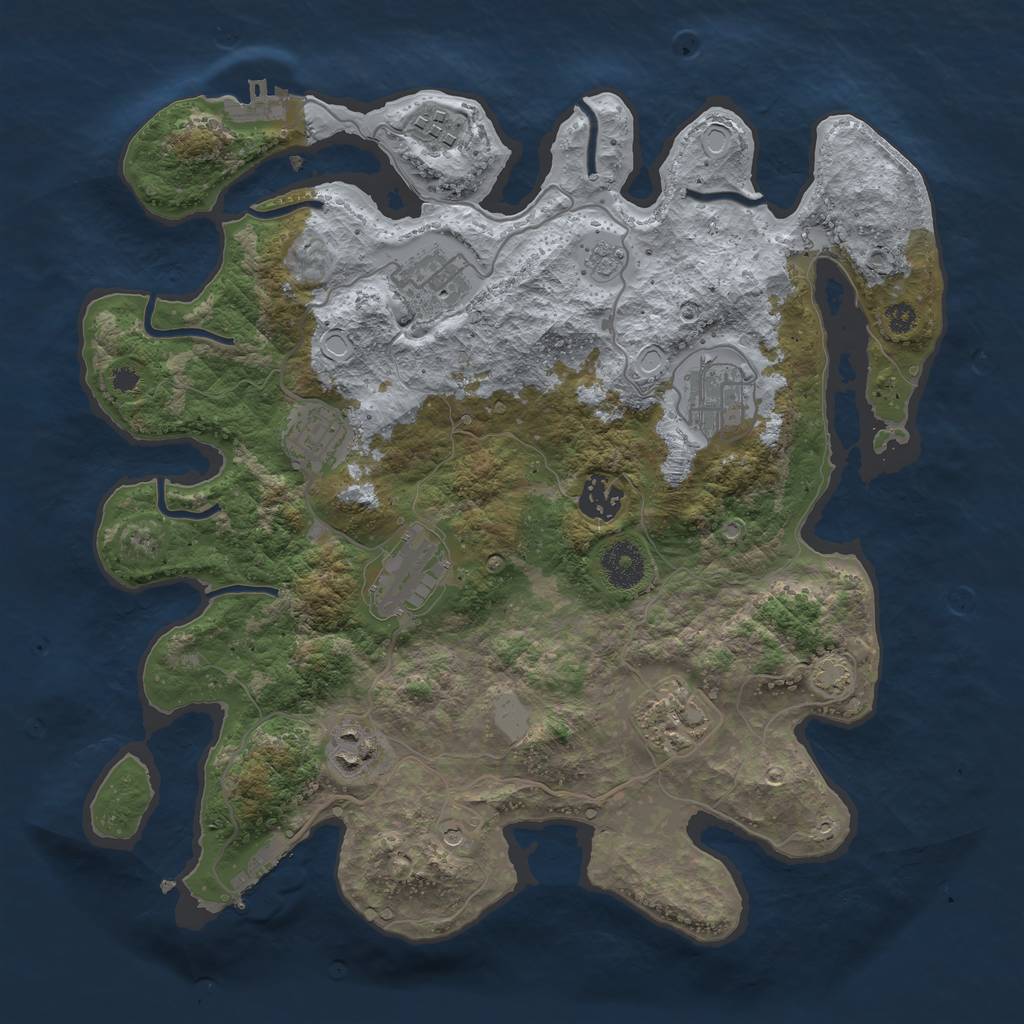 Rust Map: Procedural Map, Size: 3450, Seed: 20359767, 16 Monuments