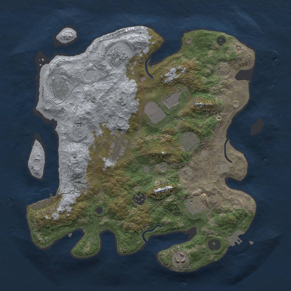 Rust Map: Procedural Map, Size: 3500, Seed: 39279503, 16 Monuments