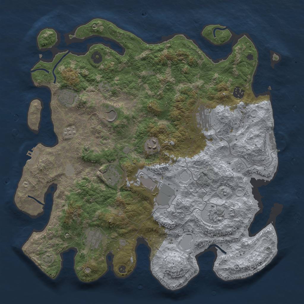 Rust Map: Procedural Map, Size: 3950, Seed: 12916667, 17 Monuments