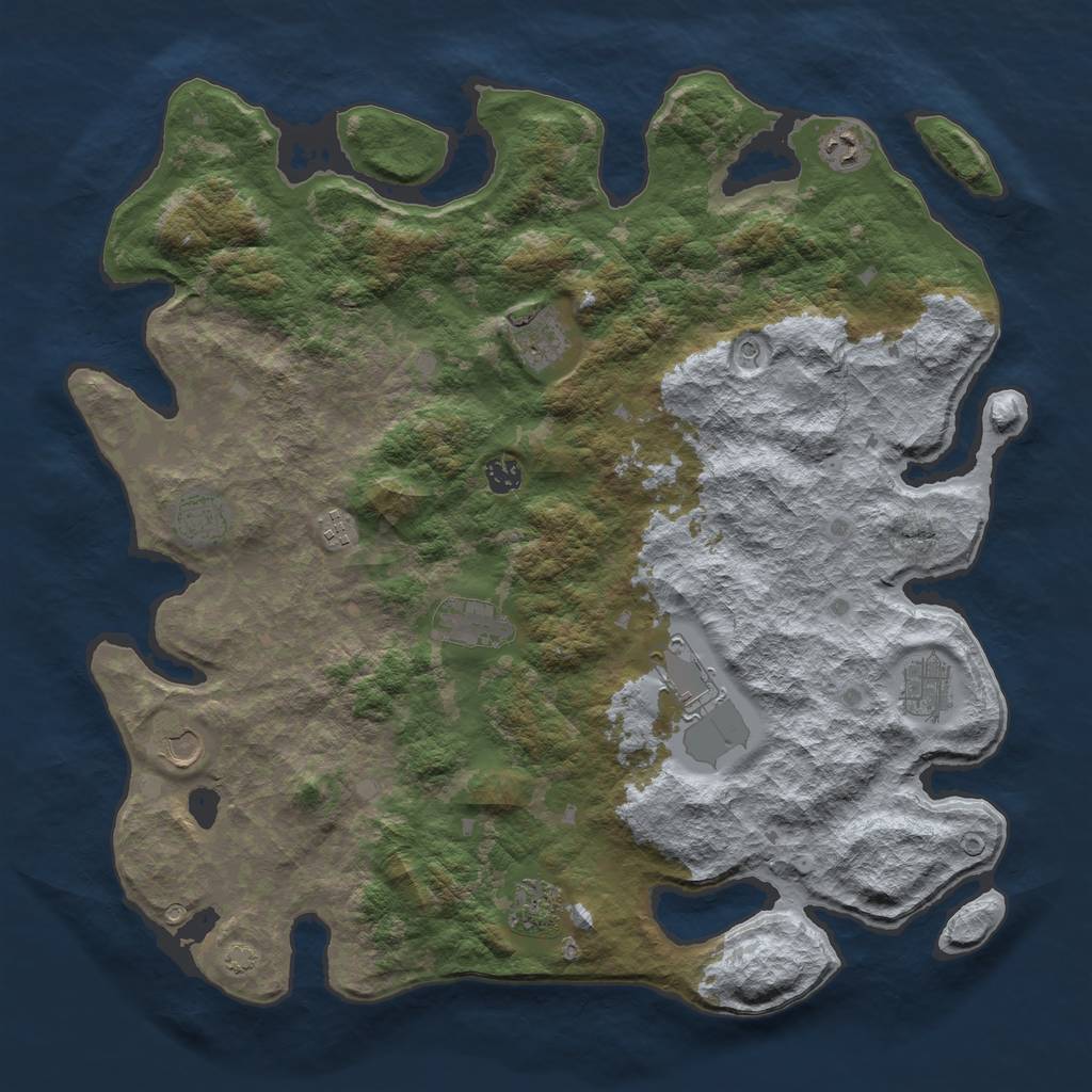 Rust Map: Barren, Size: 4500, Seed: 982341, 14 Monuments