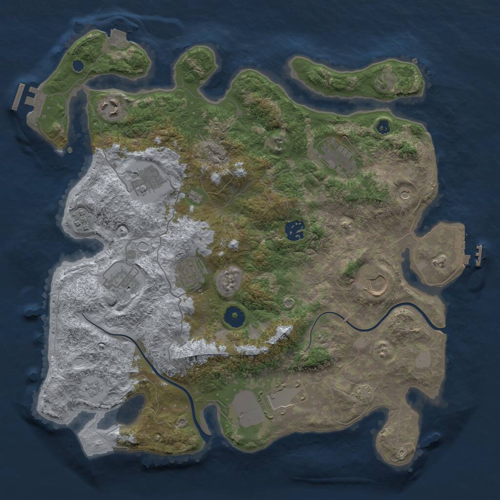 Rust Map: Procedural Map, Size: 3650, Seed: 12207156, 15 Monuments