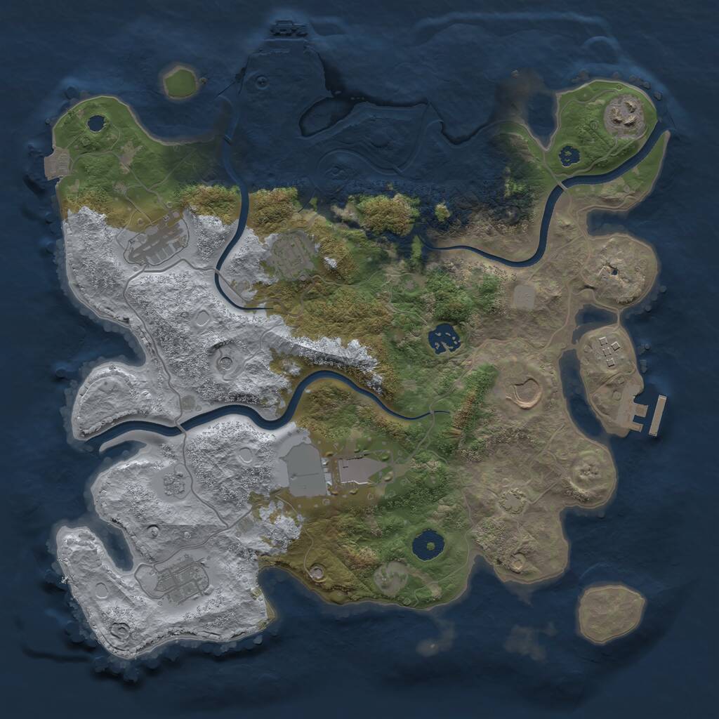 Rust Map: Procedural Map, Size: 3550, Seed: 76686753, 14 Monuments