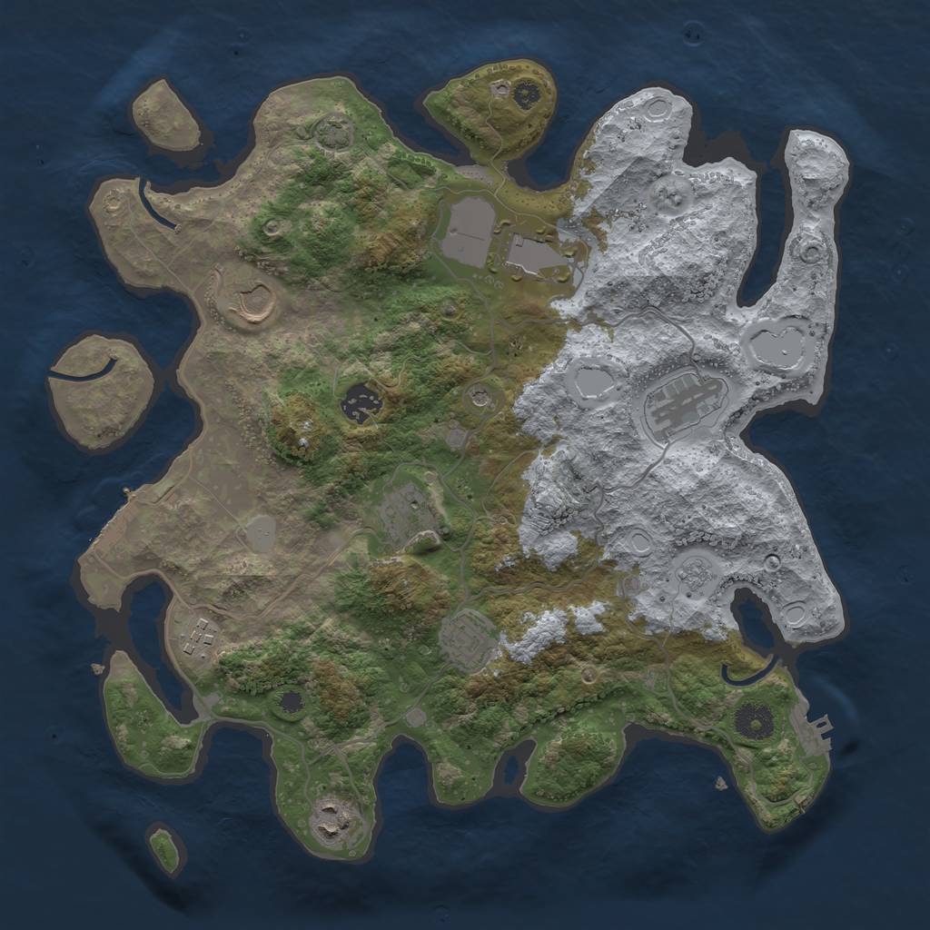 Rust Map: Procedural Map, Size: 3650, Seed: 5583869, 16 Monuments