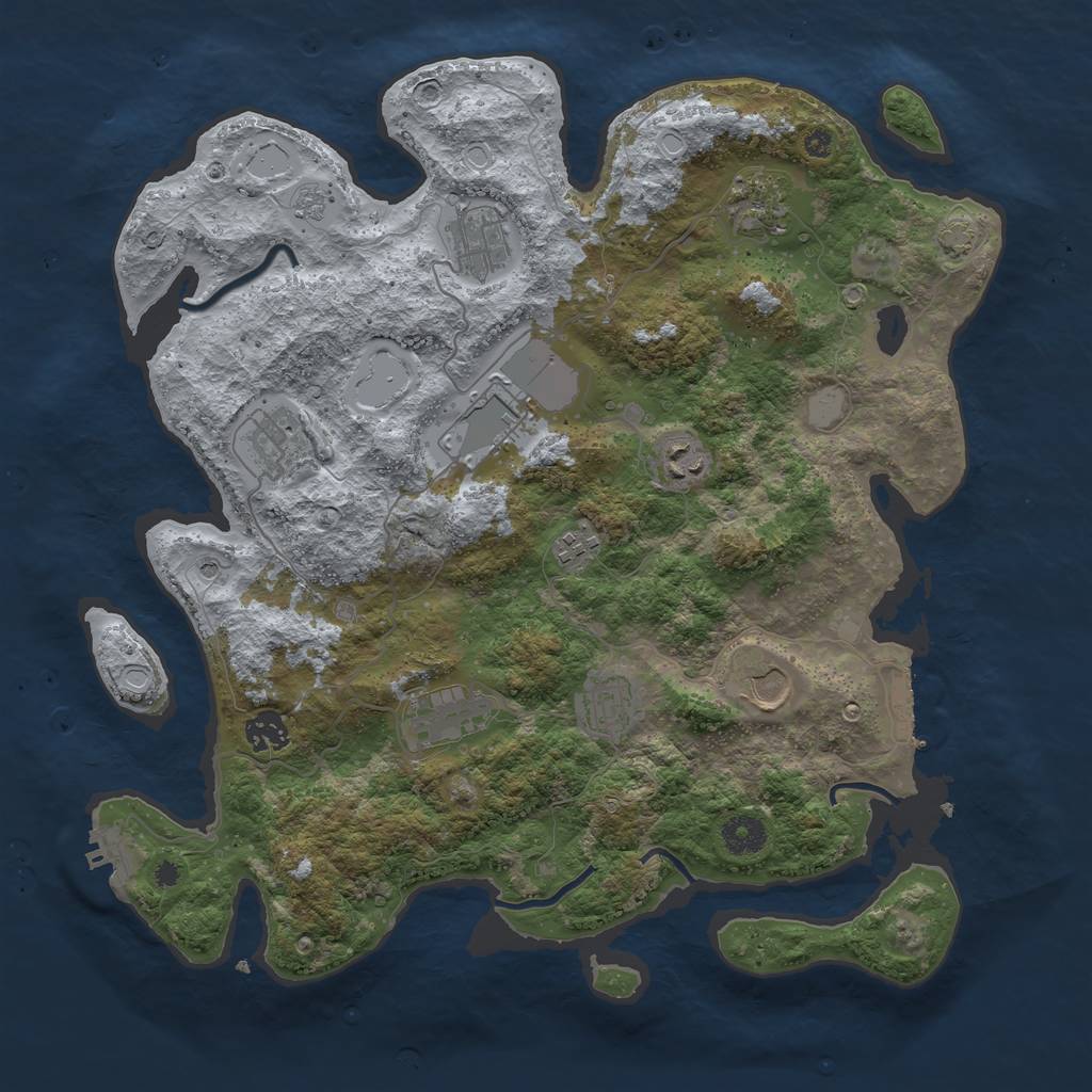 Rust Map: Procedural Map, Size: 3850, Seed: 70731459, 18 Monuments