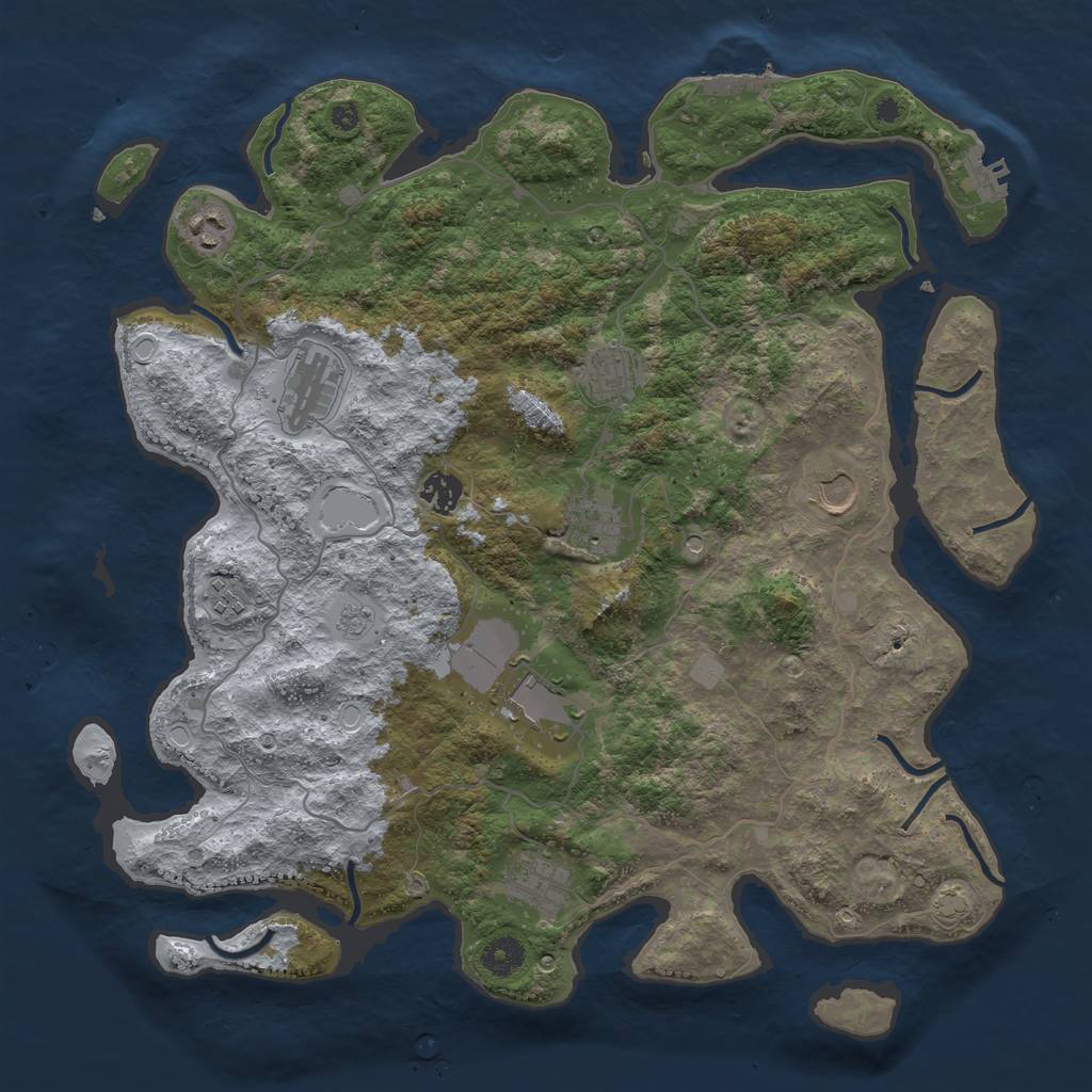 Rust Map: Procedural Map, Size: 4000, Seed: 50771378, 17 Monuments
