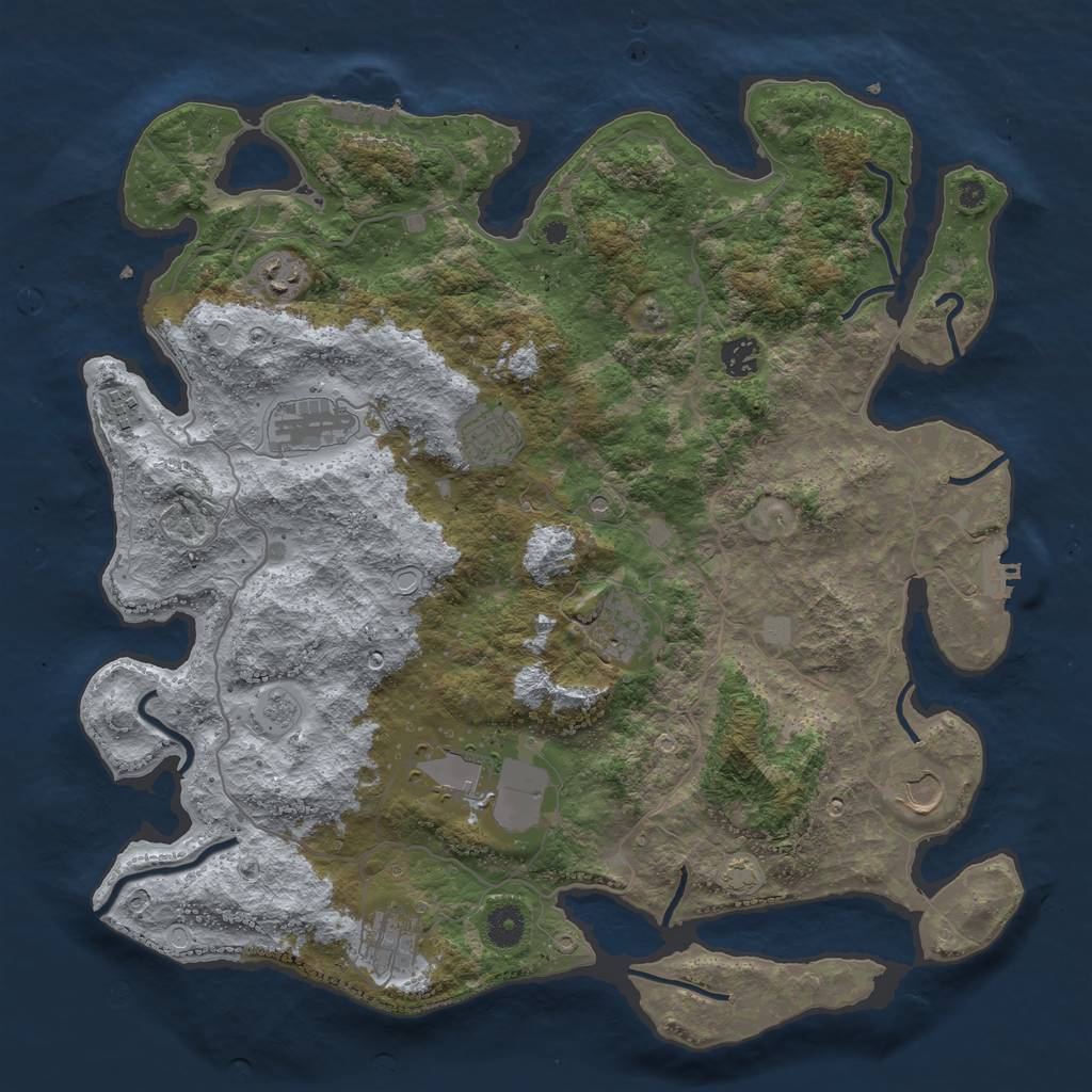 Rust Map: Procedural Map, Size: 4100, Seed: 68094541, 17 Monuments