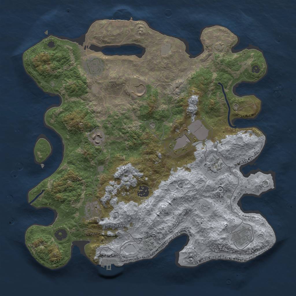 Rust Map: Procedural Map, Size: 3750, Seed: 55018062, 17 Monuments