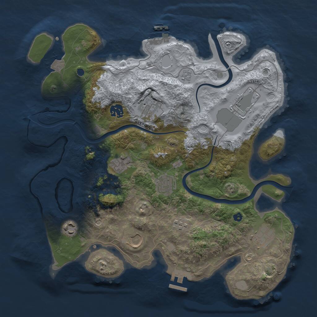 Rust Map: Procedural Map, Size: 3500, Seed: 1627996775, 15 Monuments