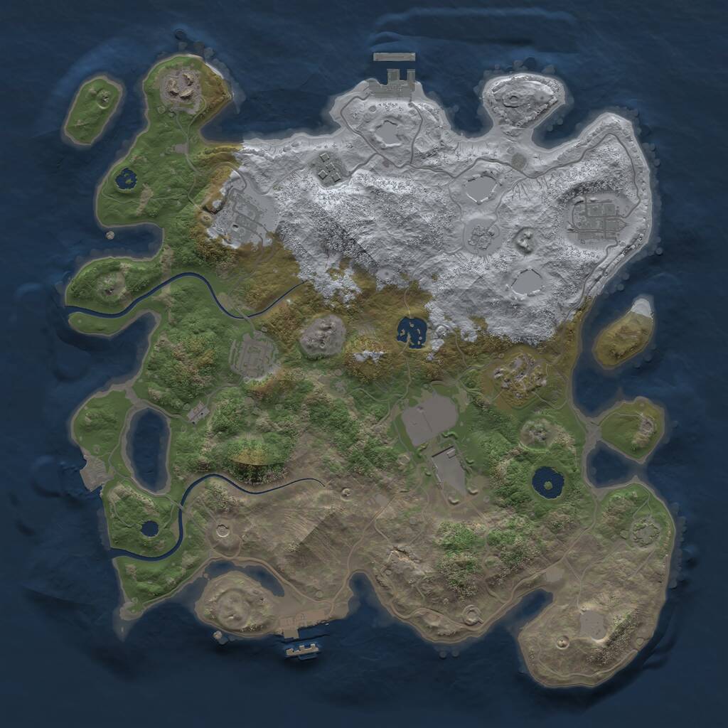 Rust Map: Procedural Map, Size: 3500, Seed: 1627996775, 14 Monuments