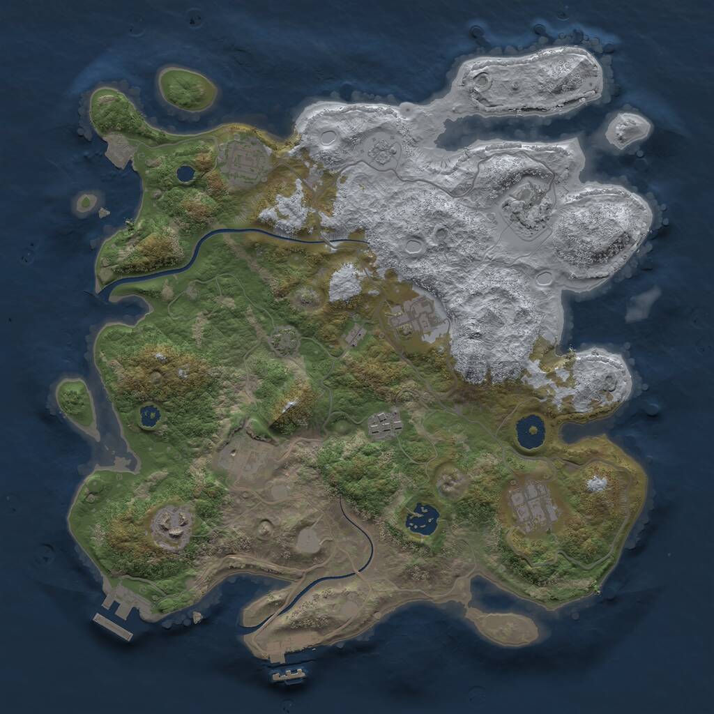 Rust Map: Procedural Map, Size: 3400, Seed: 2966595, 13 Monuments