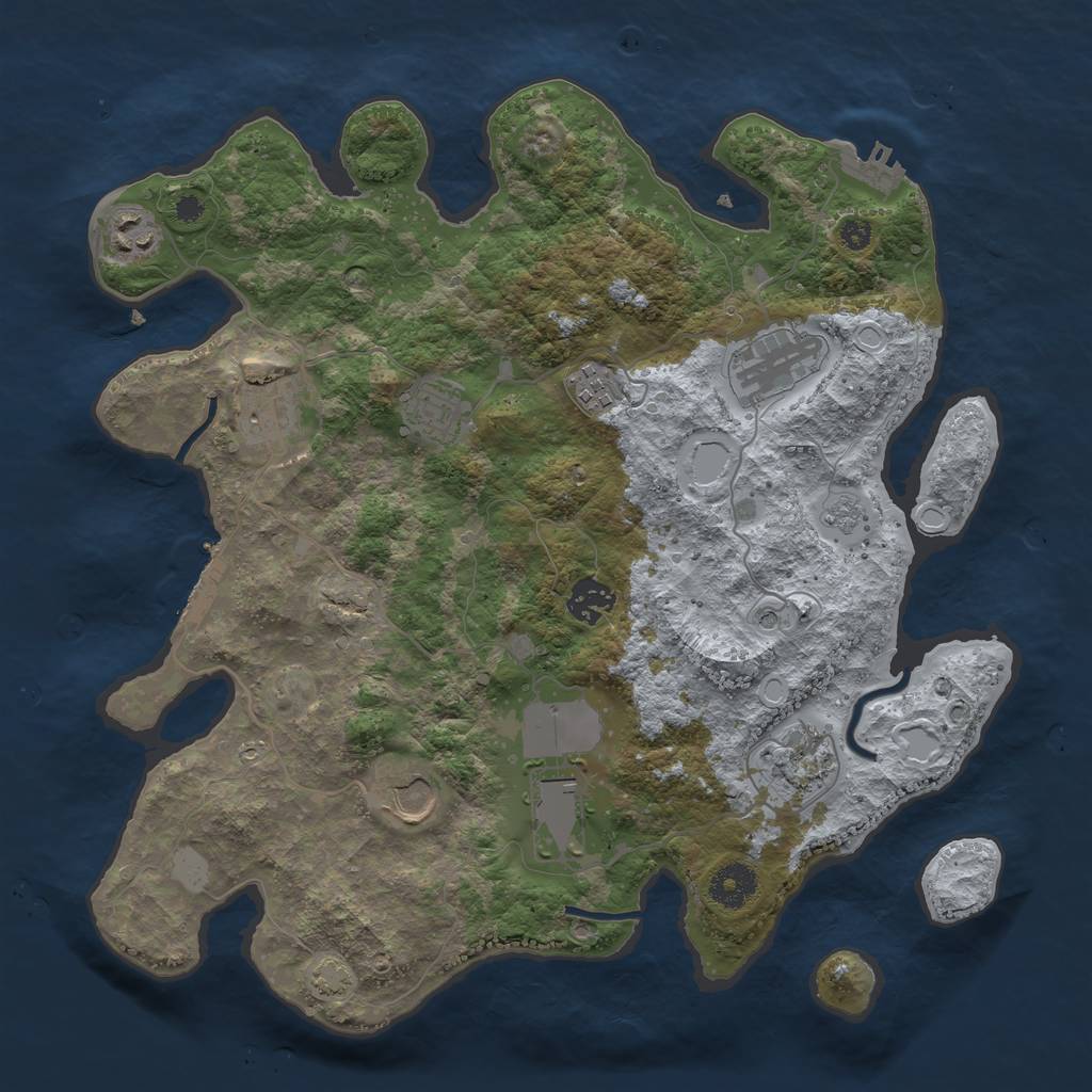 Rust Map: Procedural Map, Size: 3600, Seed: 76623259, 17 Monuments