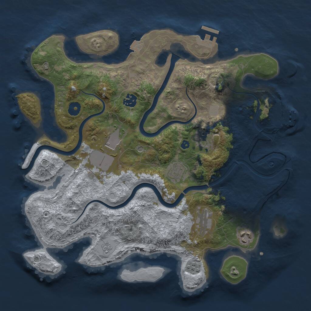 Rust Map: Procedural Map, Size: 3500, Seed: 1778775, 13 Monuments