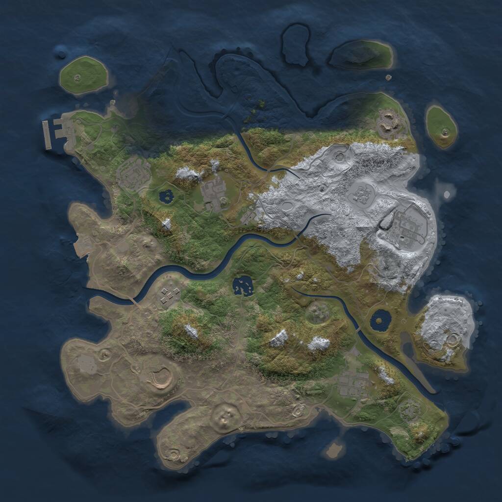 Rust Map: Procedural Map, Size: 3500, Seed: 196834416, 13 Monuments