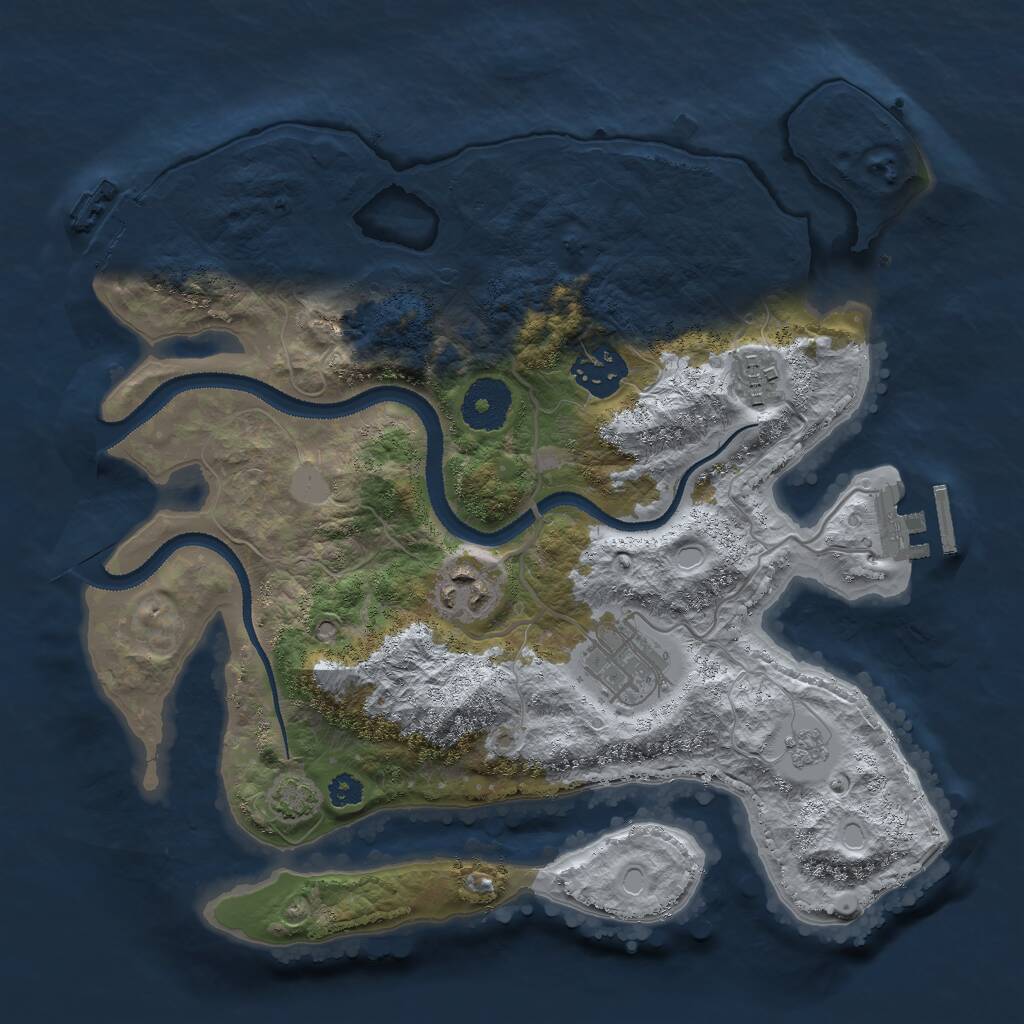 Rust Map: Procedural Map, Size: 3000, Seed: 2456375, 9 Monuments
