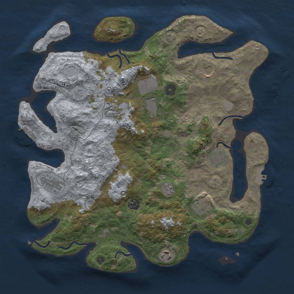 Rust Map: Procedural Map, Size: 3850, Seed: 5113758, 17 Monuments