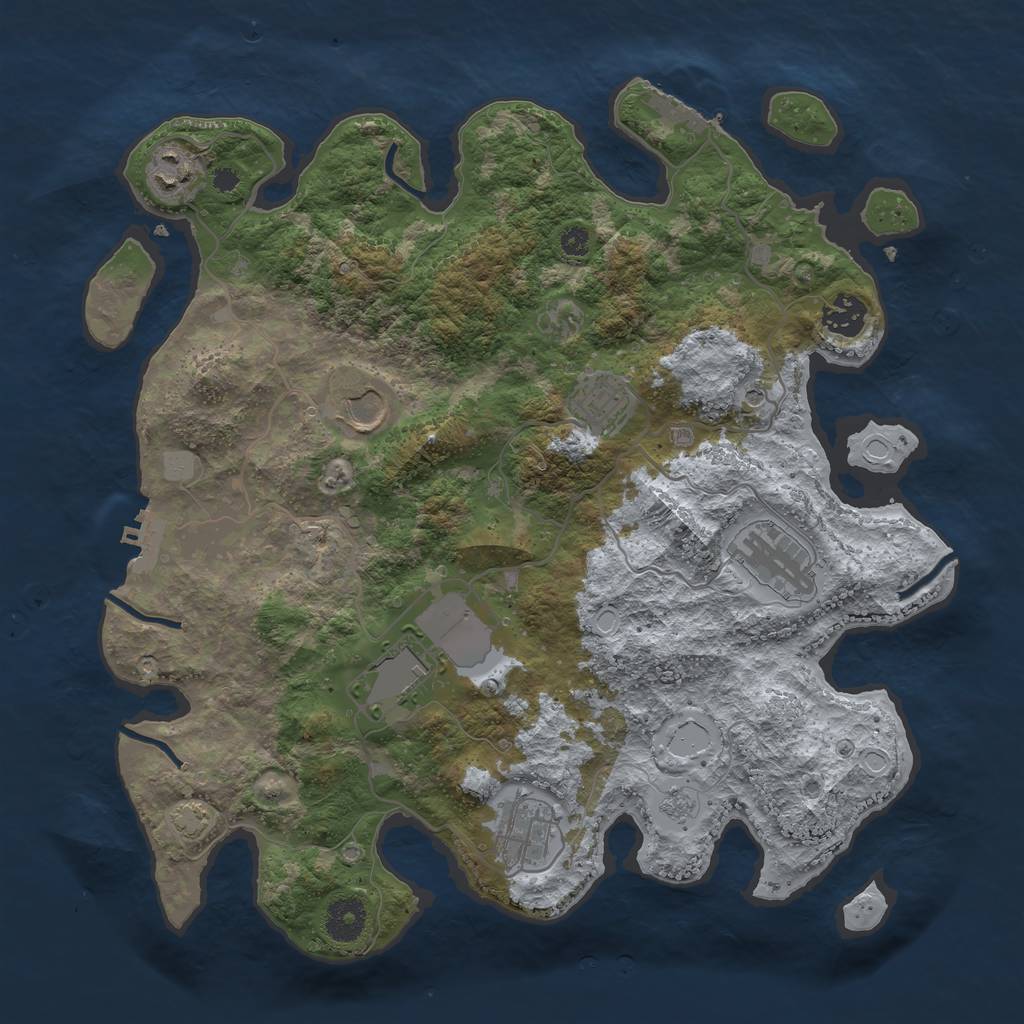 Rust Map: Procedural Map, Size: 3600, Seed: 73043380, 15 Monuments