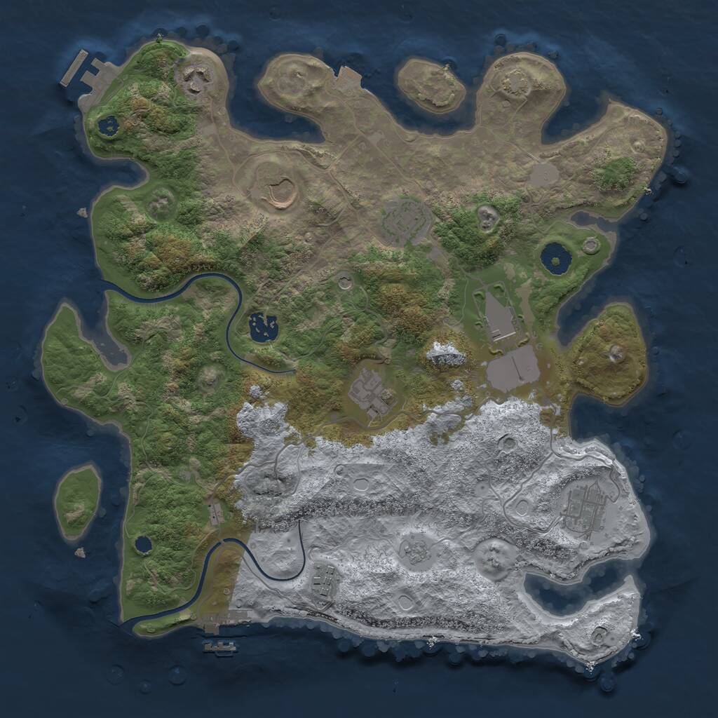 Rust Map: Procedural Map, Size: 3550, Seed: 72823114, 14 Monuments