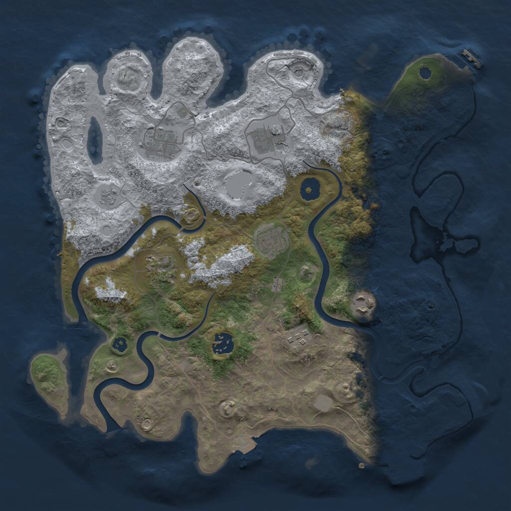 Rust Map: Procedural Map, Size: 3500, Seed: 1965696360, 12 Monuments