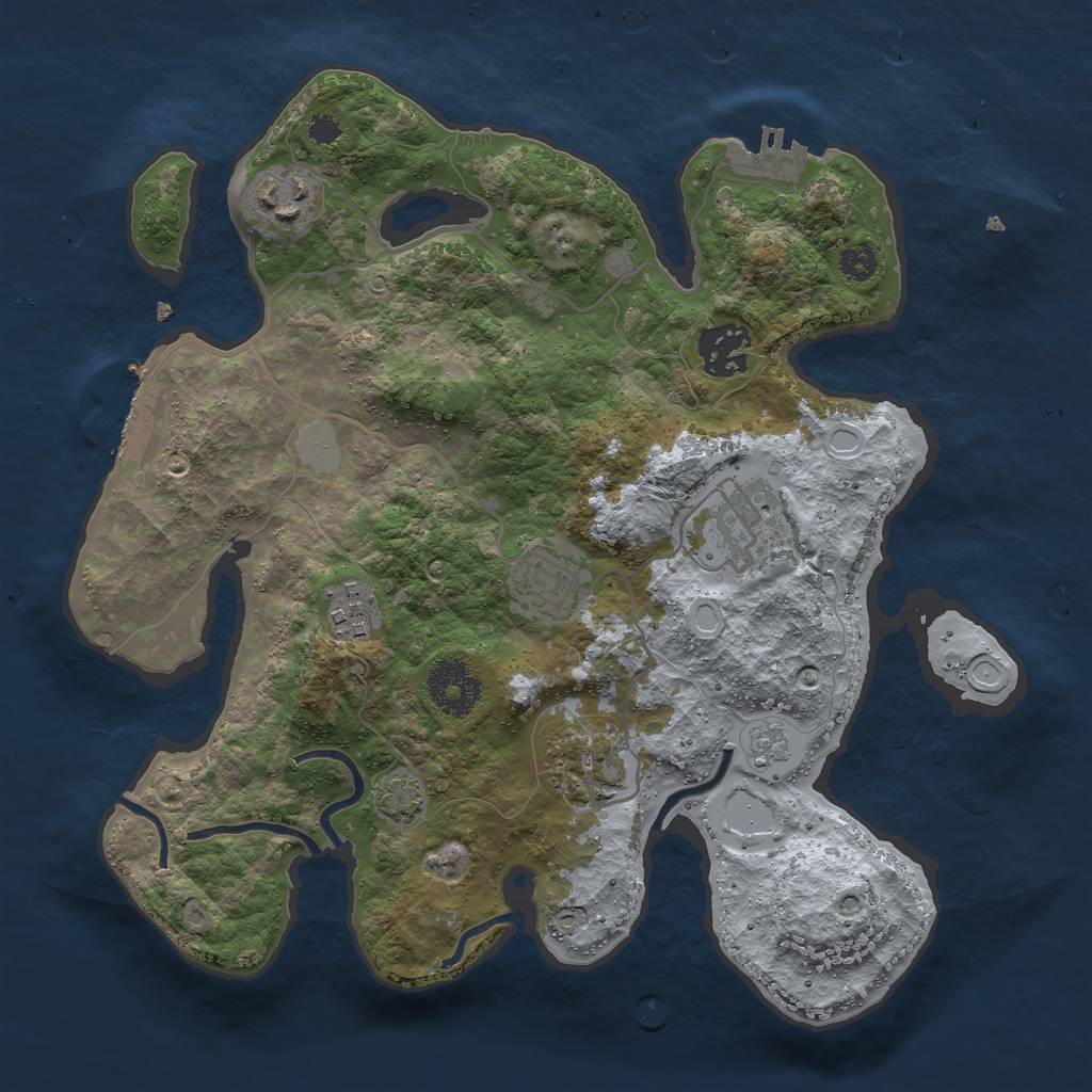 Rust Map: Procedural Map, Size: 3000, Seed: 12916667, 13 Monuments