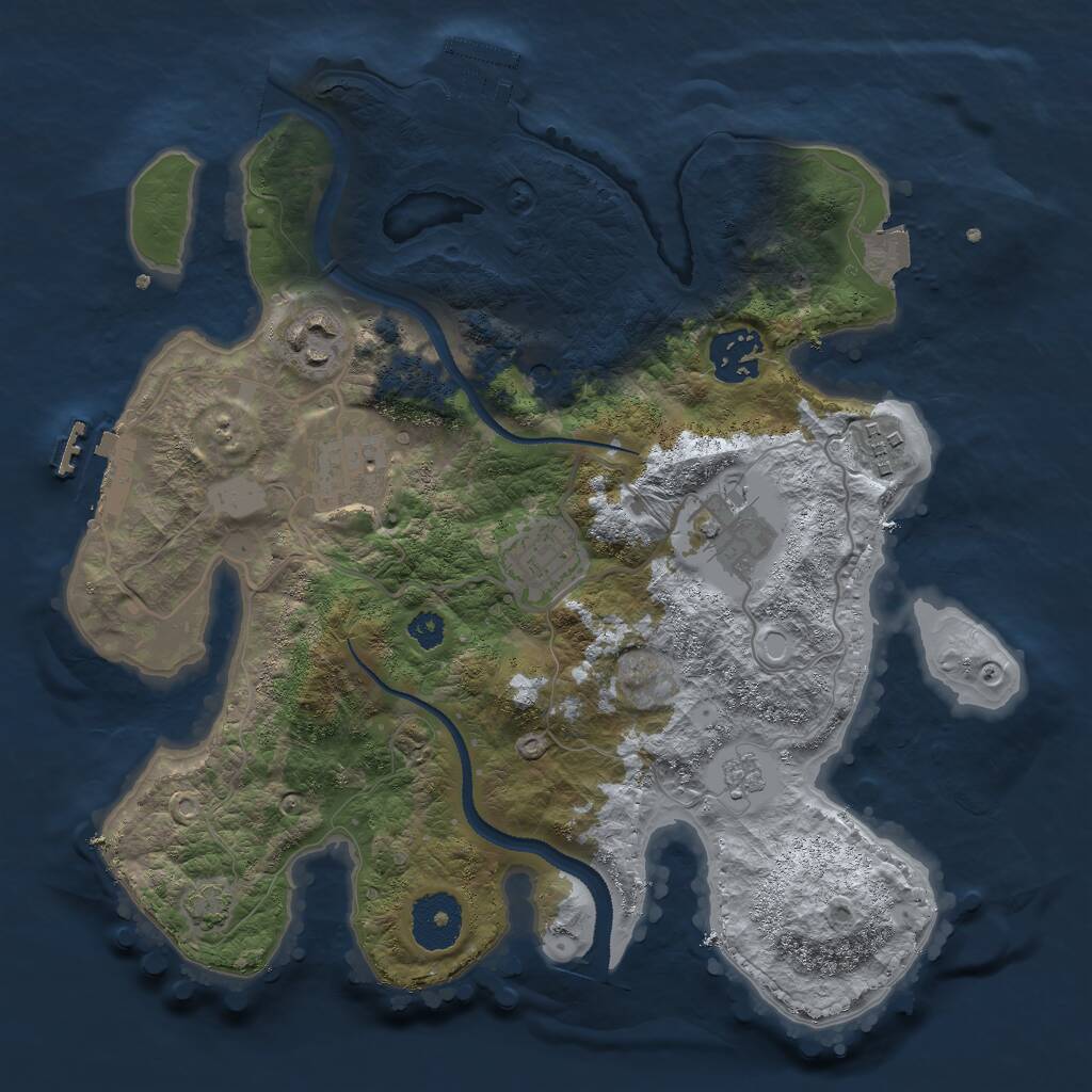 Rust Map: Procedural Map, Size: 3000, Seed: 12916667, 12 Monuments
