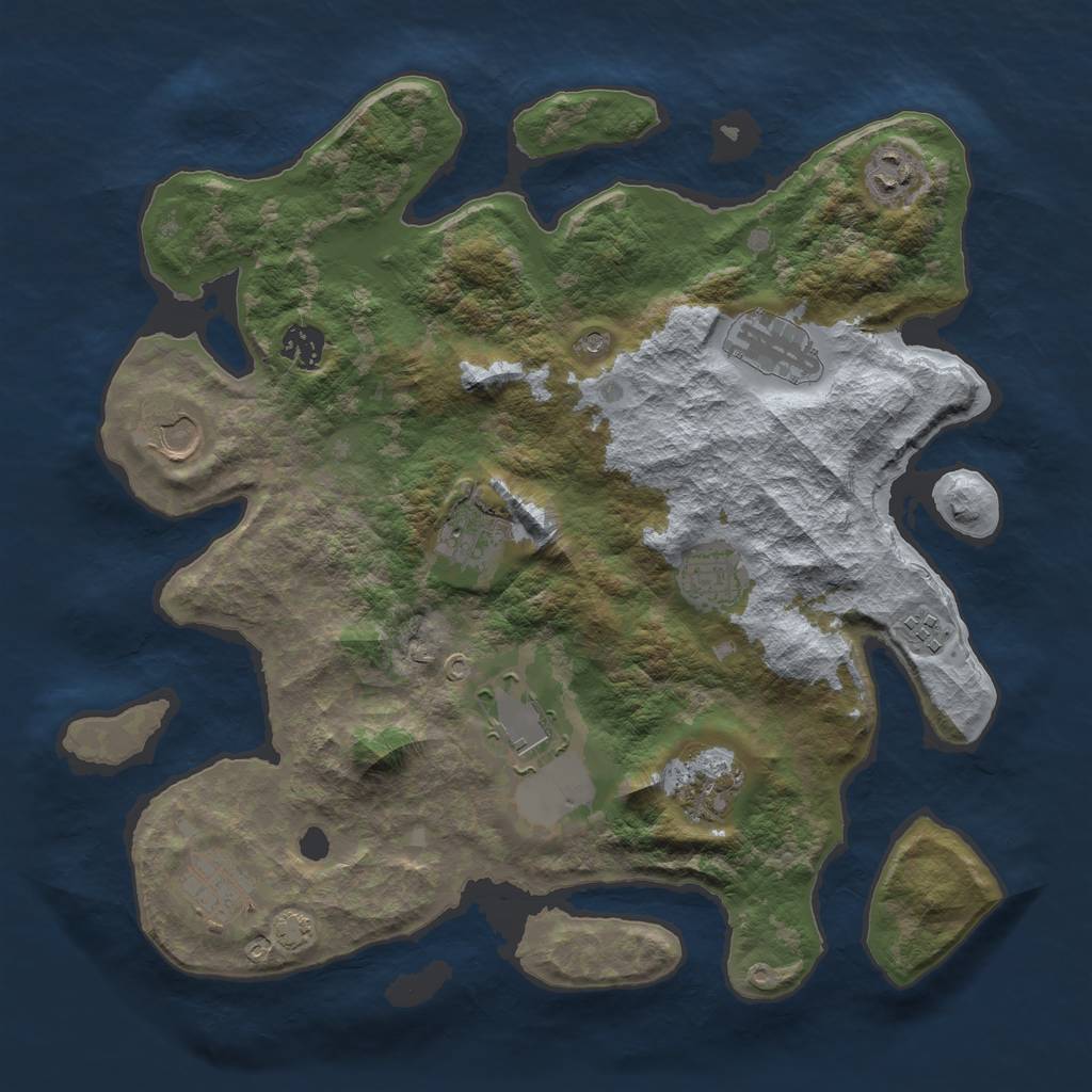 Rust Map: Barren, Size: 3700, Seed: 1337, 14 Monuments