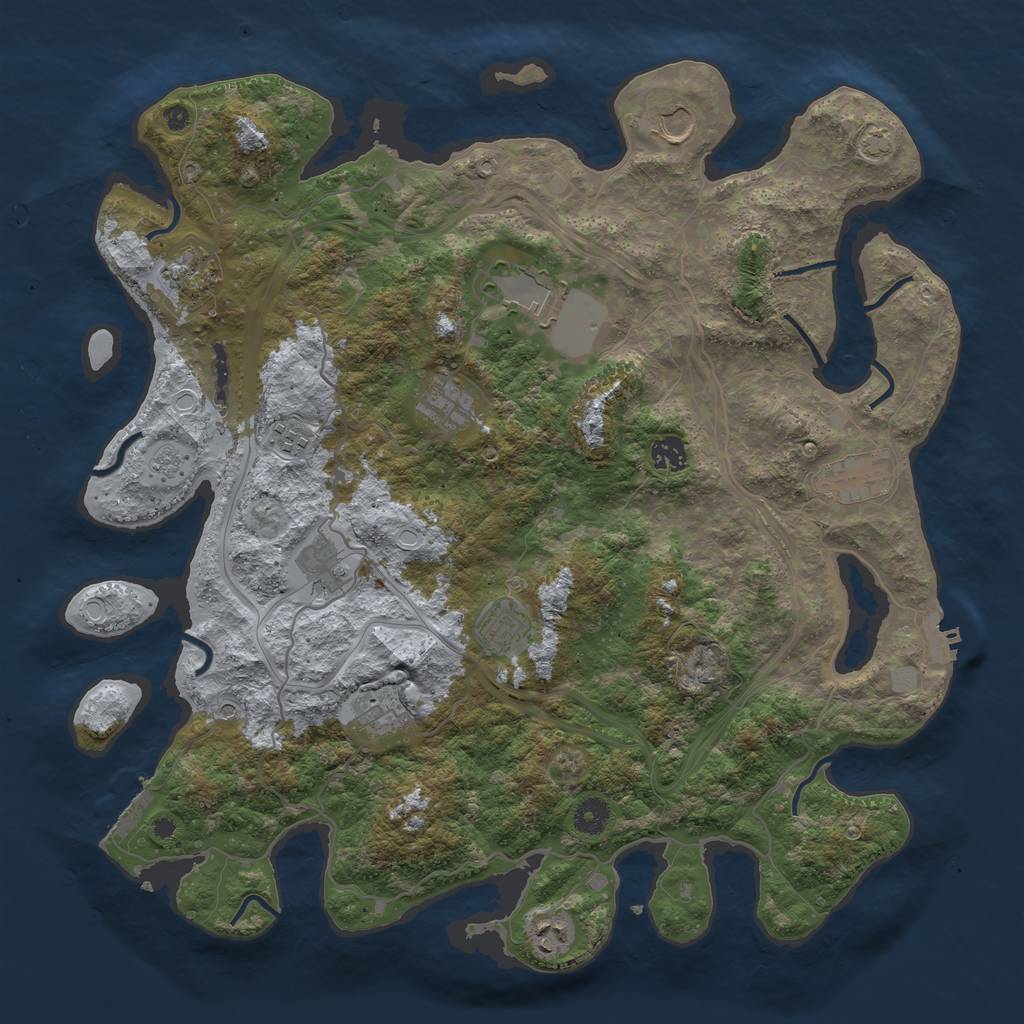 Rust Map: Procedural Map, Size: 4250, Seed: 395076443, 19 Monuments