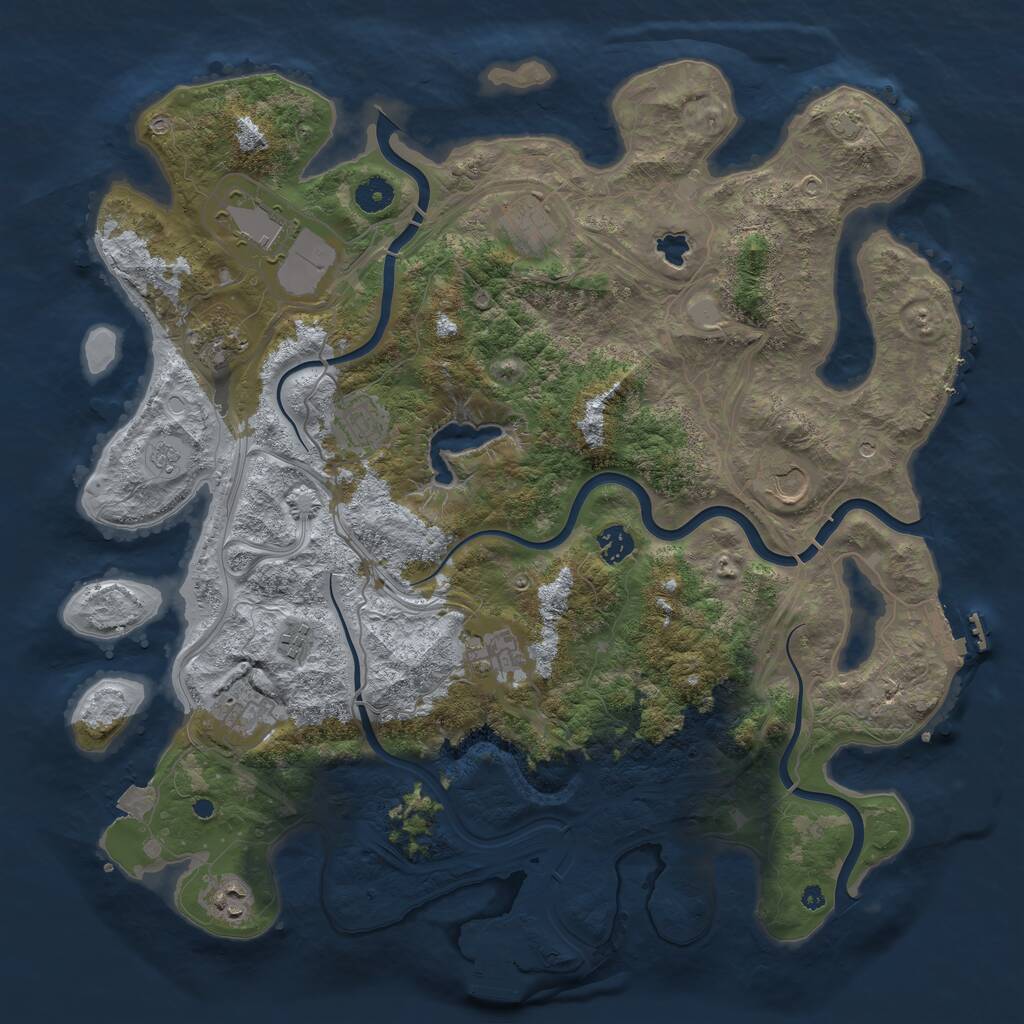 Rust Map: Procedural Map, Size: 4250, Seed: 395076443, 16 Monuments