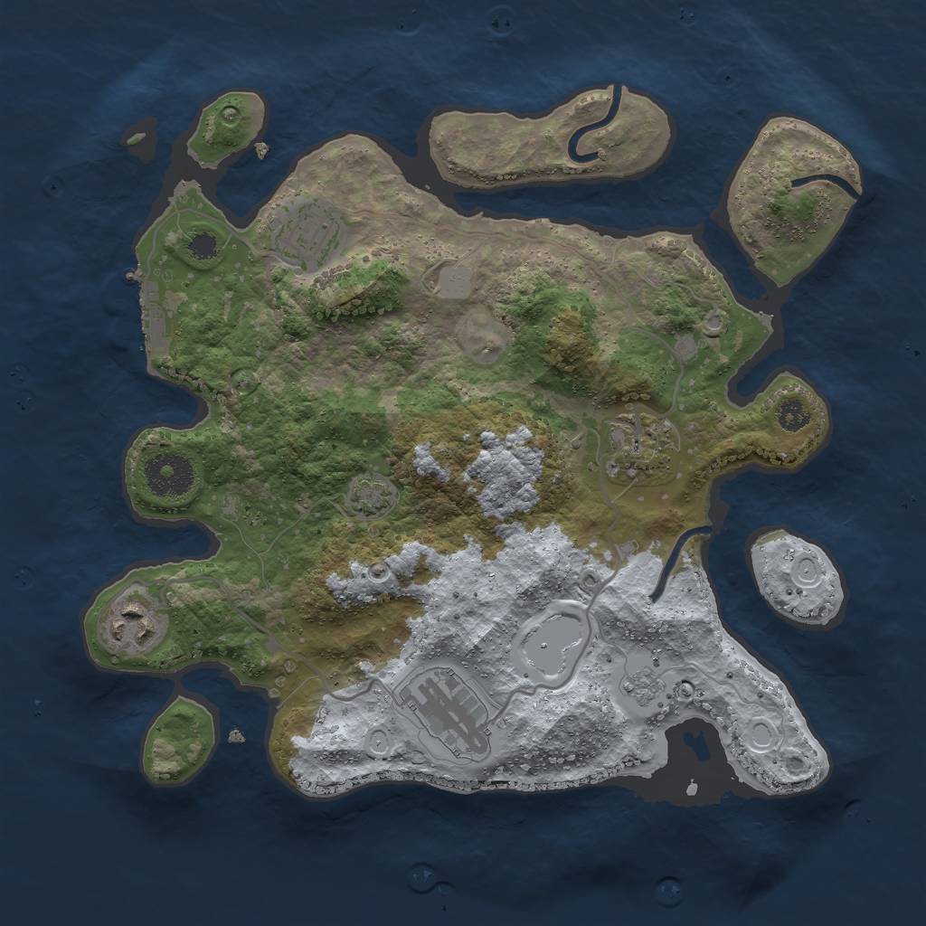 Rust Map: Procedural Map, Size: 3000, Seed: 251504779, 10 Monuments