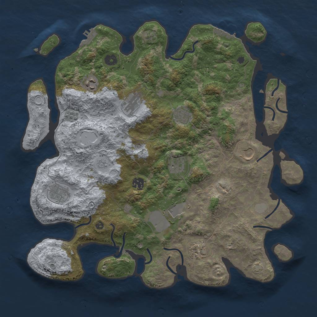 Rust Map: Procedural Map, Size: 3900, Seed: 66, 18 Monuments