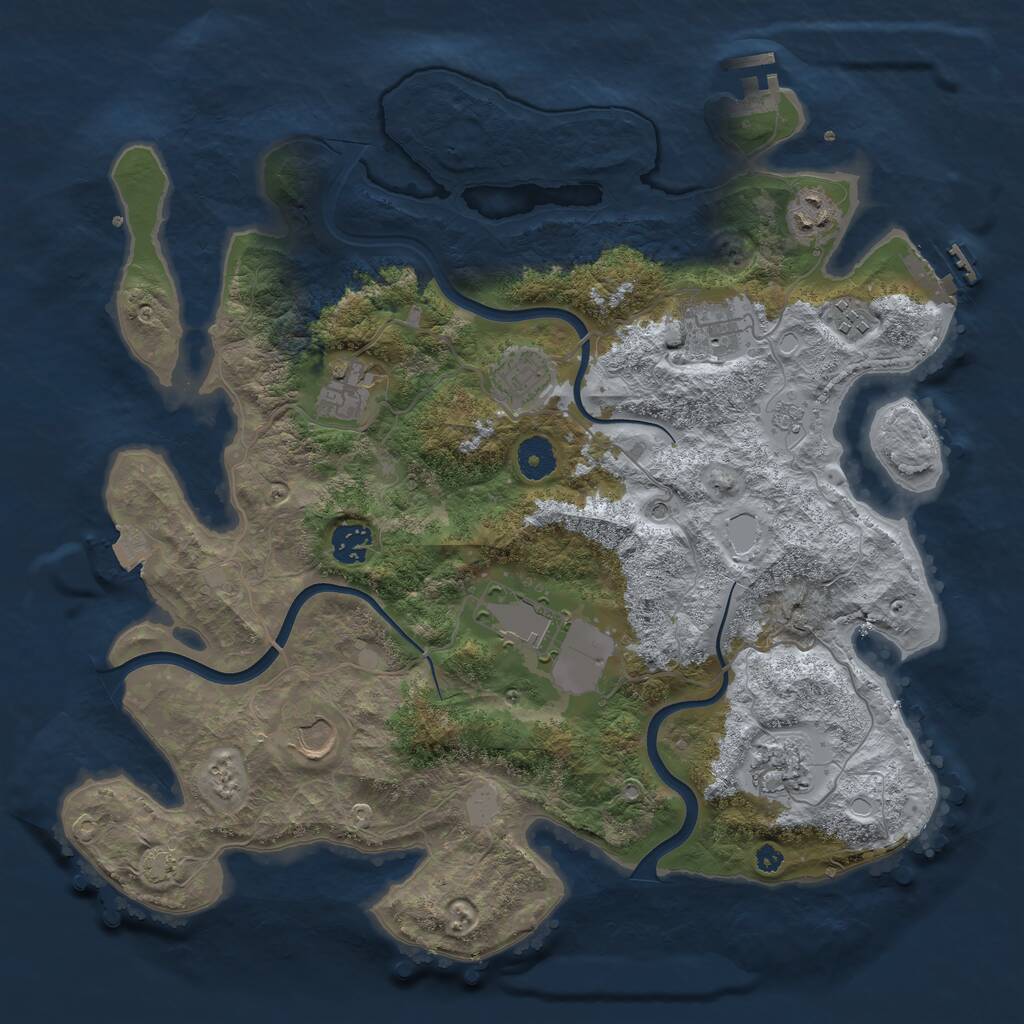 Rust Map: Procedural Map, Size: 3800, Seed: 74884688, 15 Monuments