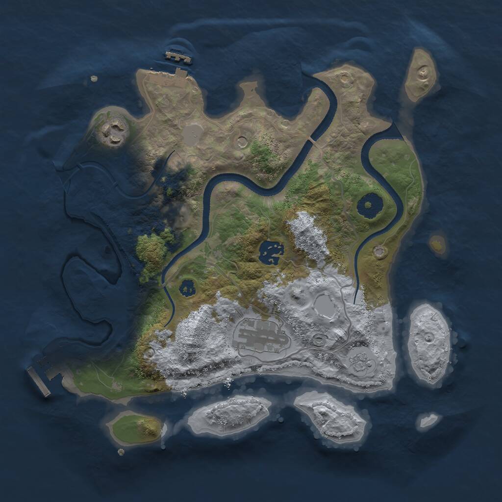 Rust Map: Procedural Map, Size: 3000, Seed: 443797589, 8 Monuments
