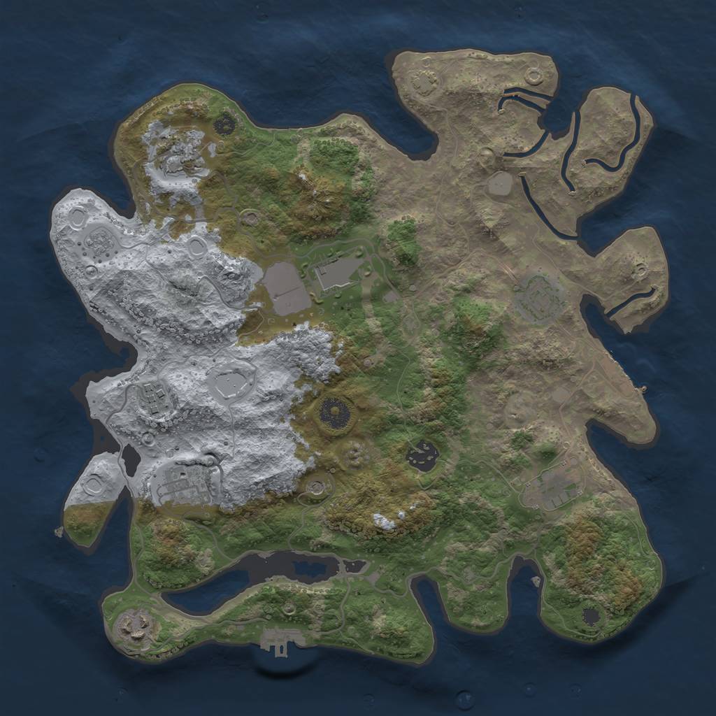 Rust Map: Procedural Map, Size: 3500, Seed: 80769800, 16 Monuments
