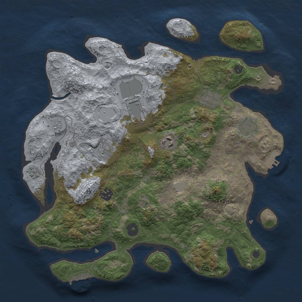 Rust Map: Procedural Map, Size: 3600, Seed: 11605, 15 Monuments