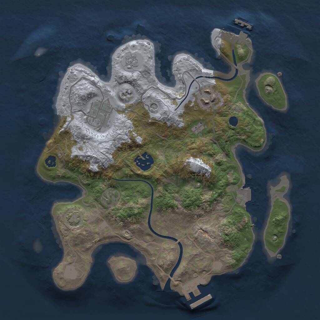 Rust Map: Procedural Map, Size: 2750, Seed: 1127459104, 9 Monuments